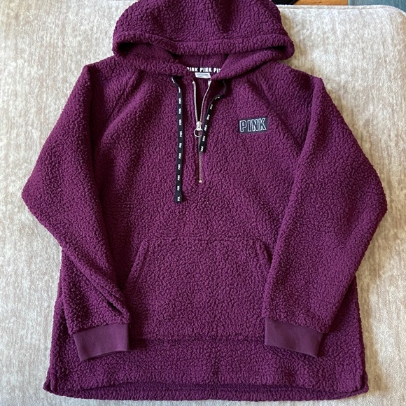 PINK Victoria's Secret Sherpa Quarter Zip Hoodie - Picture 2 of 7